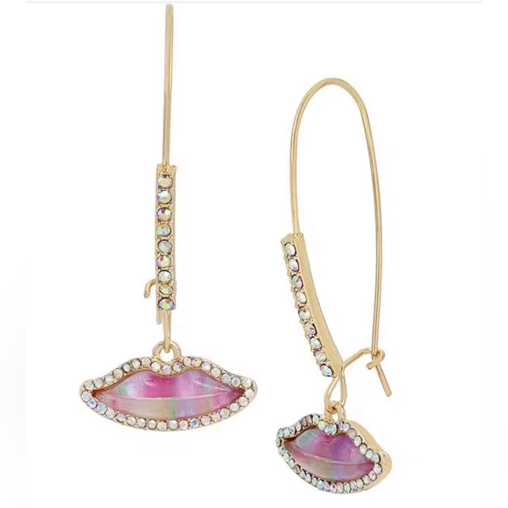 Betsey Johnson Lips Dangle Drop Statement Earrings